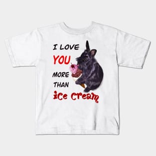 The Best Valentine’s Day Gift ideas 2022, Valentine message with lion head bunny rabbit licking ice cream with Cherry on top. Bunny Rabbits Valentine’s day Kids T-Shirt